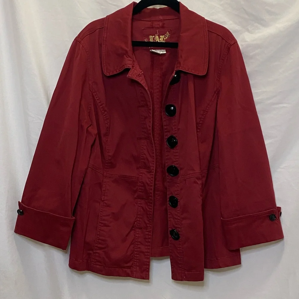 Love a Little reddish rust utility like trench jacket blazer, size L - Picture 3 of 8